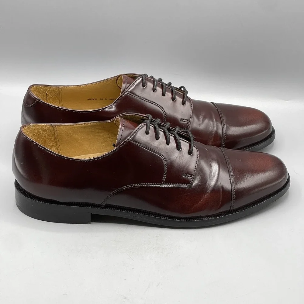 Cole‎ Haan Men's 10 Shoes Leather Brown Cap Toe Mahogany Oxford Caldwell
